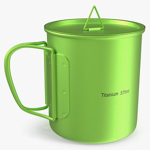 3D Outdoor Cooking Cup With Foldable Handle Green model