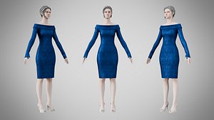 3D Dress 11 Sapphire Velvet With Design model