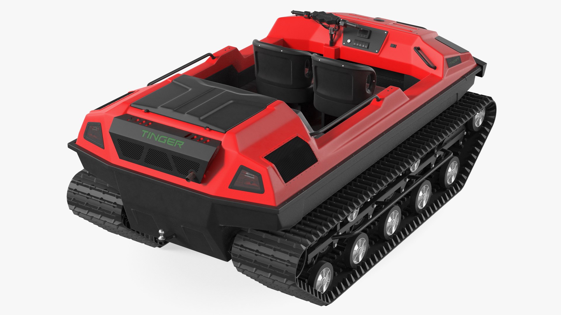 Tinger Multi Purpose Track Vehicle No Roof Red 3D model preview