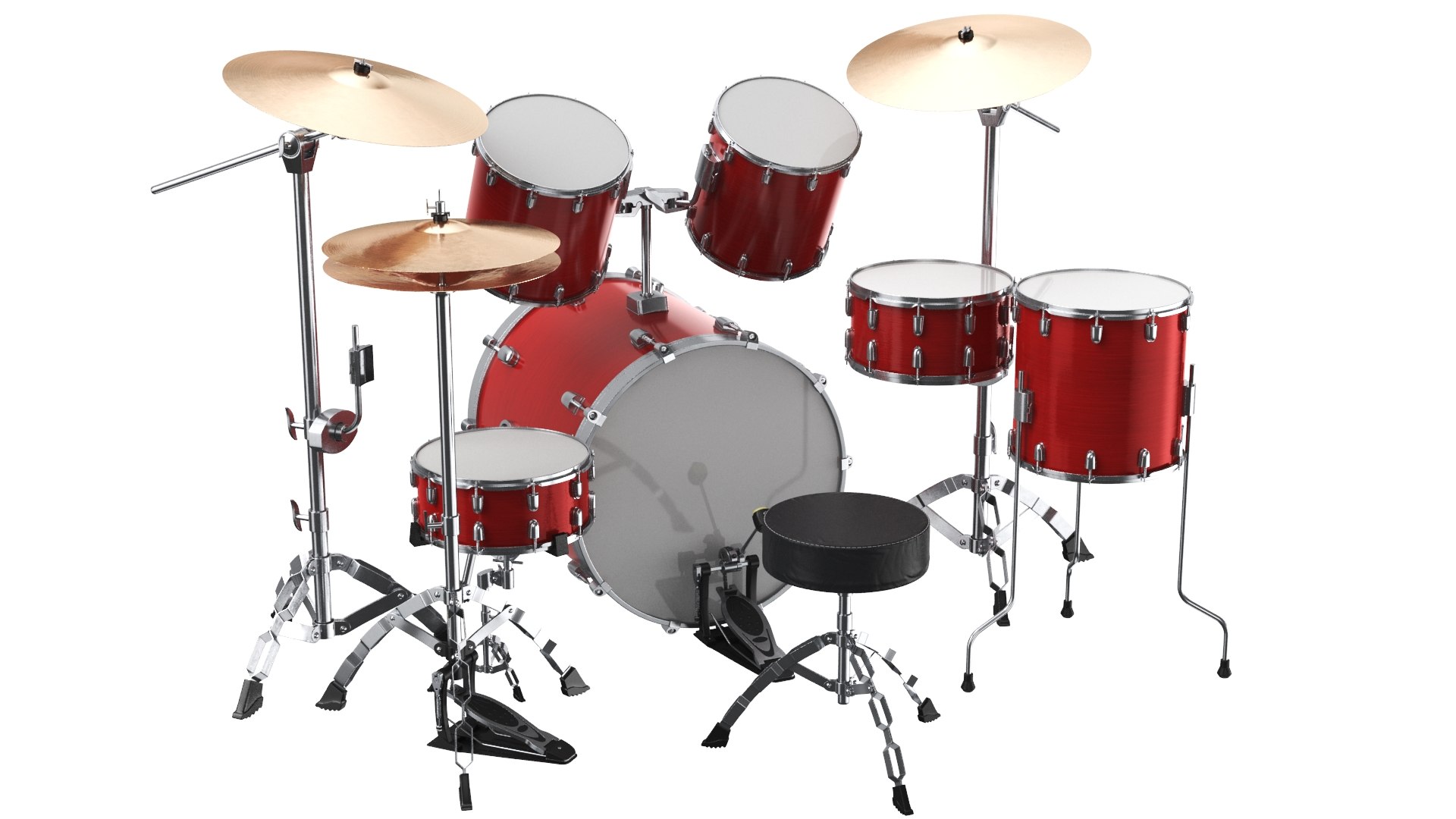 Red Drum Kit 3D Model - TurboSquid 1811847