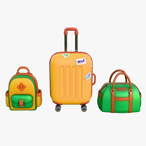 3D model Stylized Travel Set Luggage