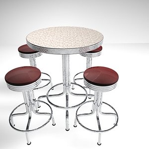 3d retro pub table stools model