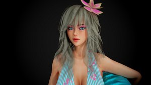 Summer Flower Beach Girl