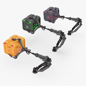 Futuristic Mechanical Arms with Supply Crates 3D model