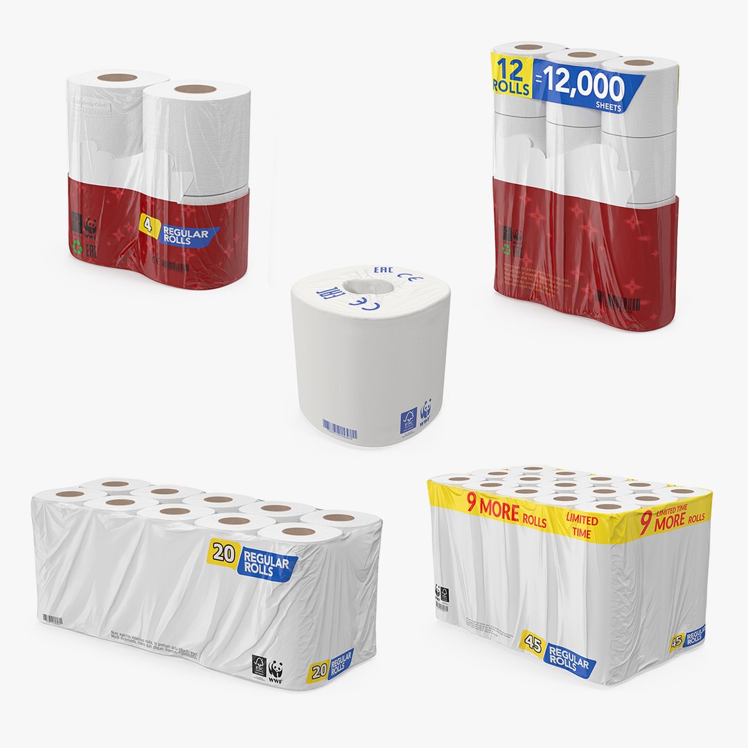 Toilet Paper Packs Collection 3D model preview
