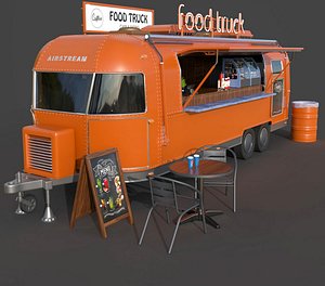 Airstream Mobile Kitchen Trailer - Hyper-Detailed Cinematic 3D Asset