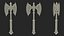 3D Double Bladed Battle Axe model