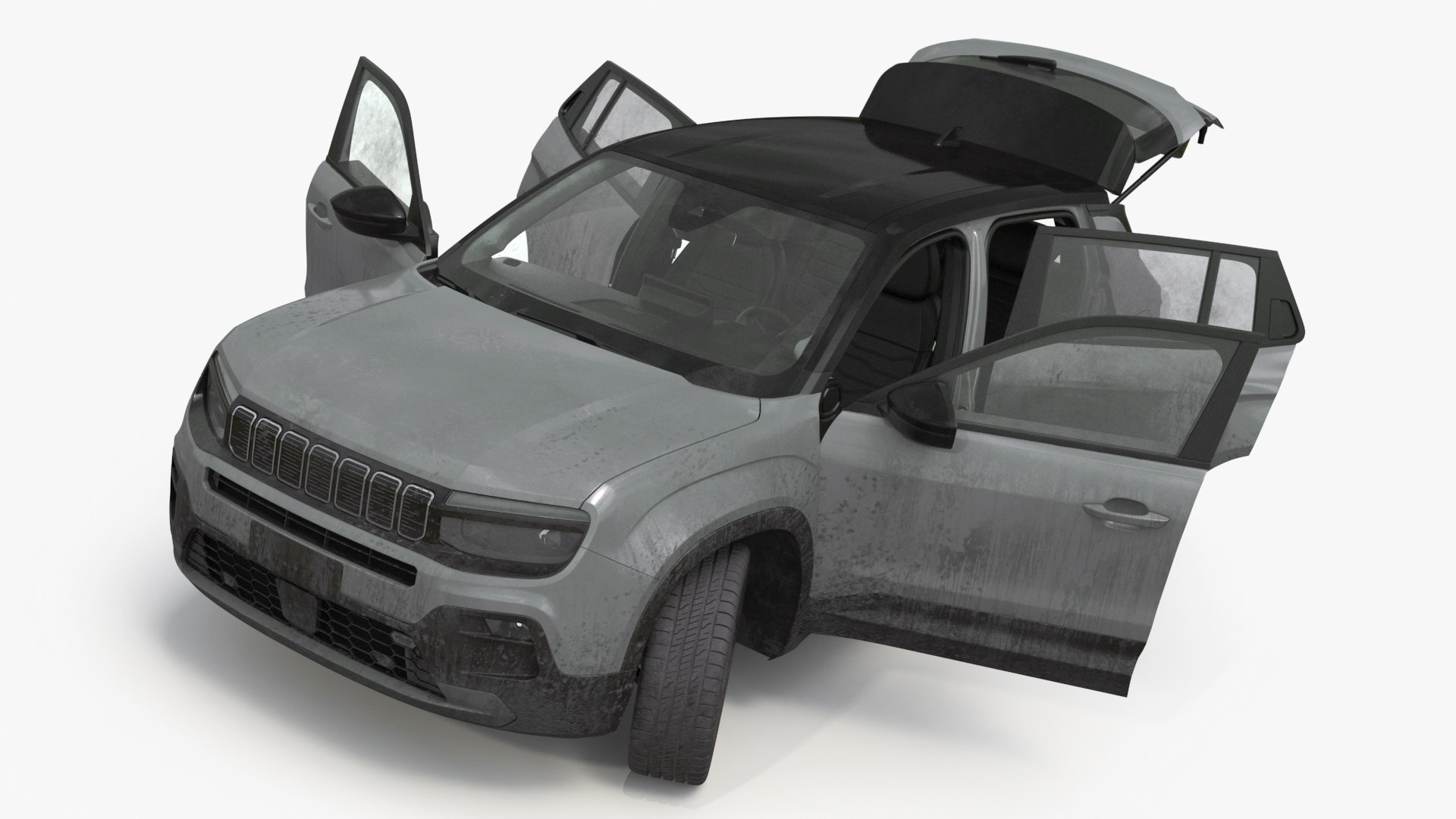 Crossover Grey Dirty Rigged 3D model preview