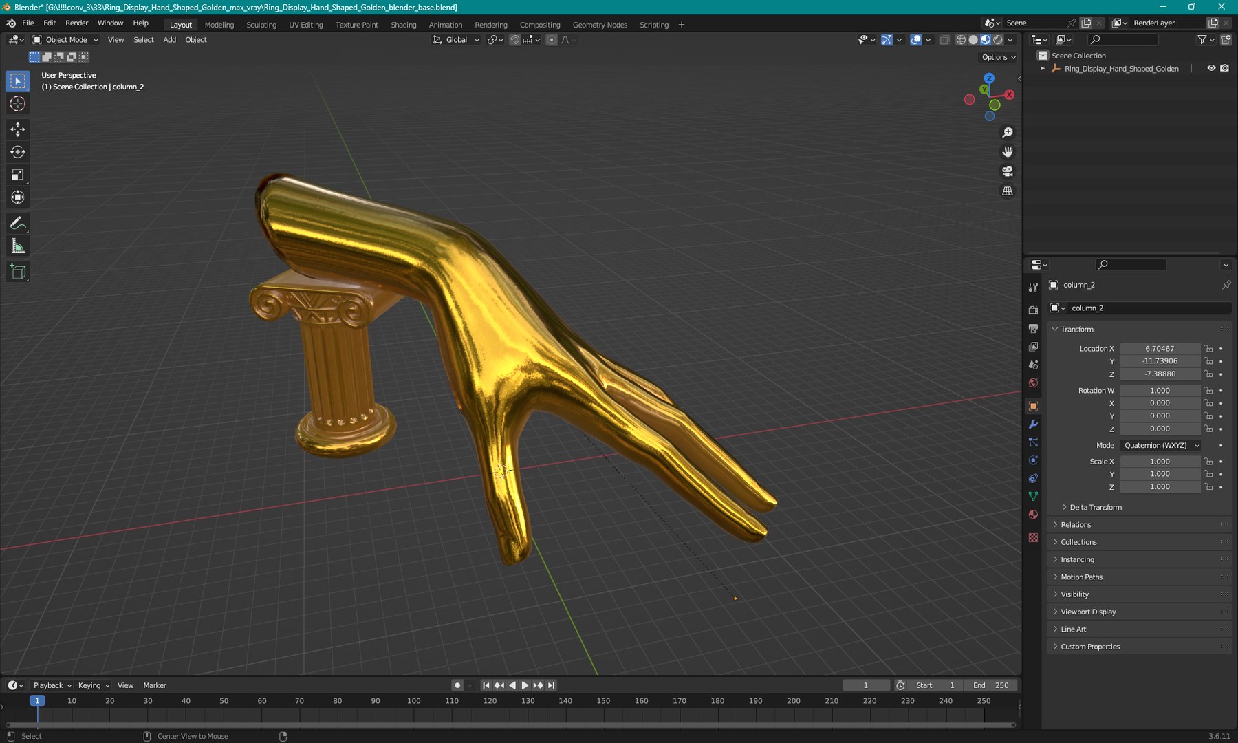 Ring Display Hand Shaped Golden 3D Model - TurboSquid 2302748