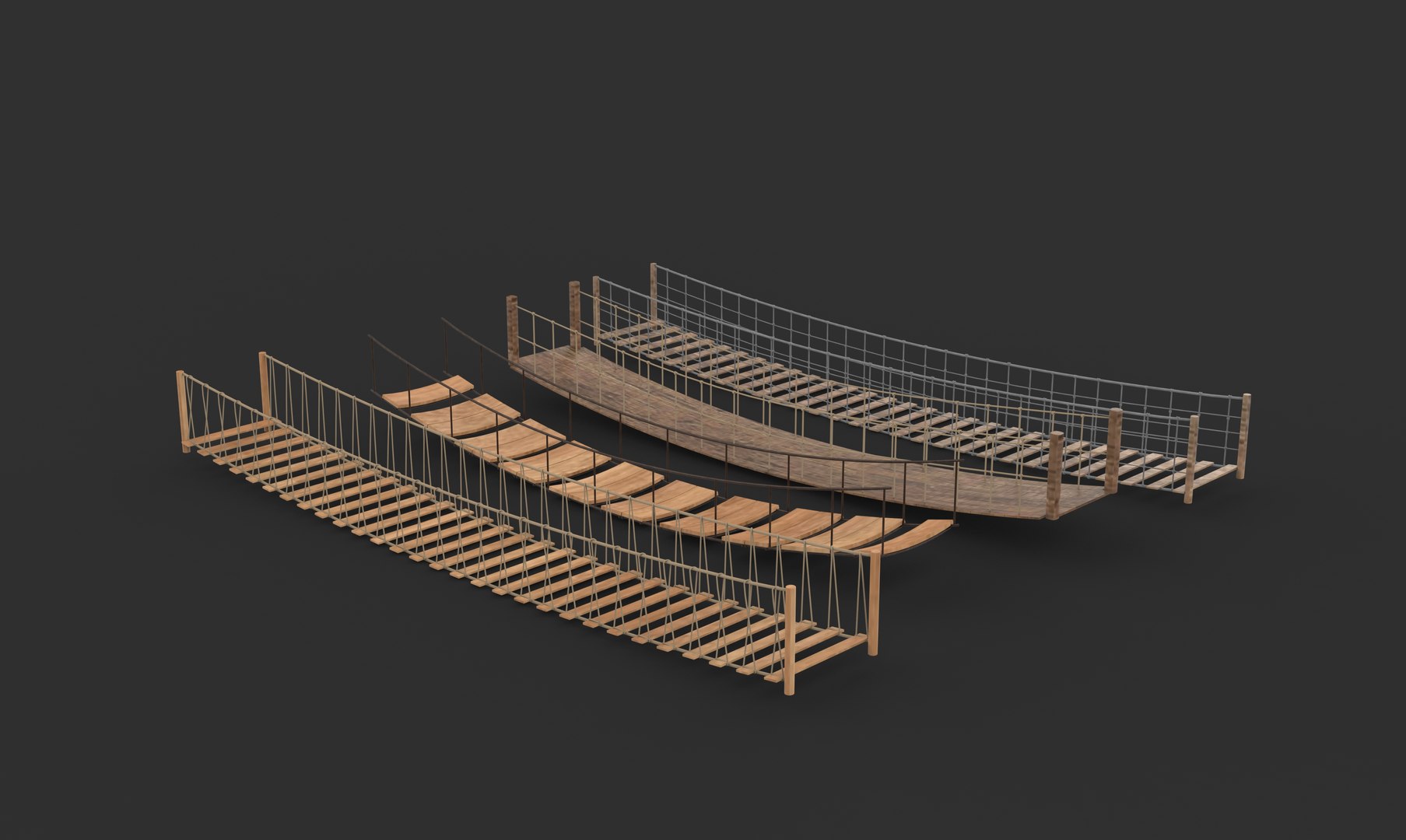 3D Rope Suspension Bridge Set 3D Model - TurboSquid 2515169