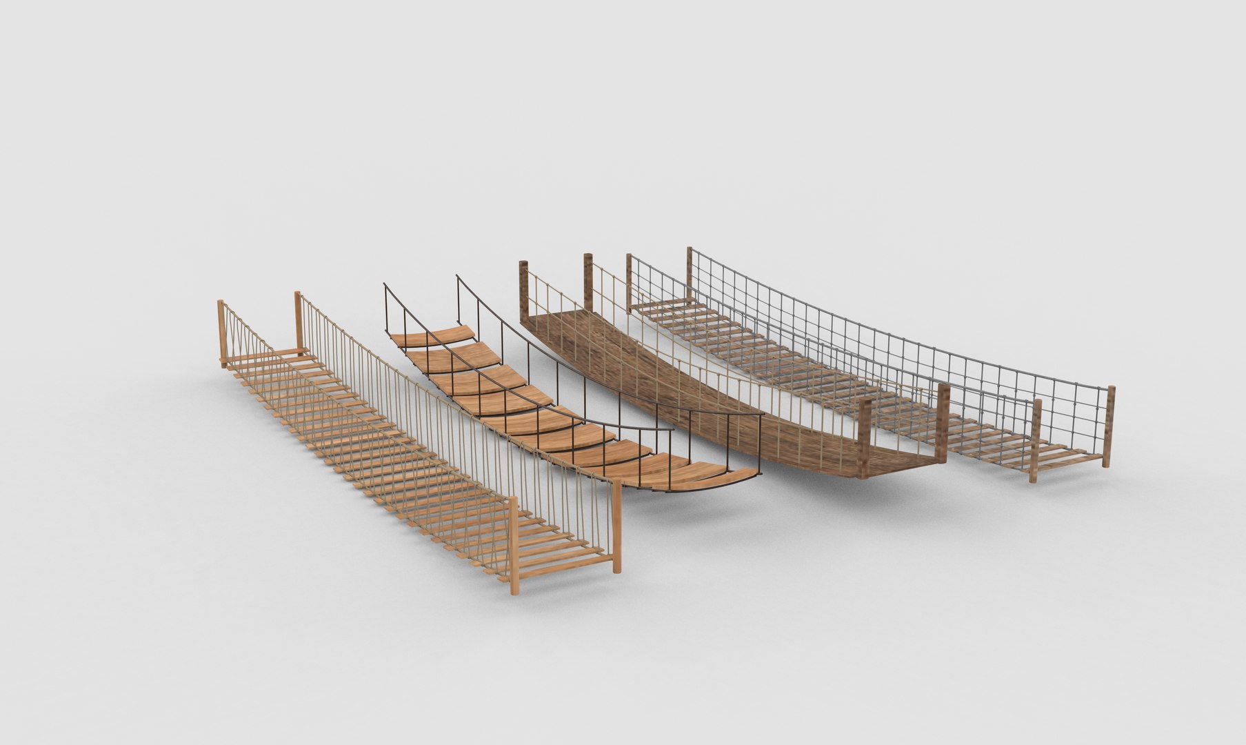 3D Rope Suspension Bridge Set 3D Model - TurboSquid 2515169