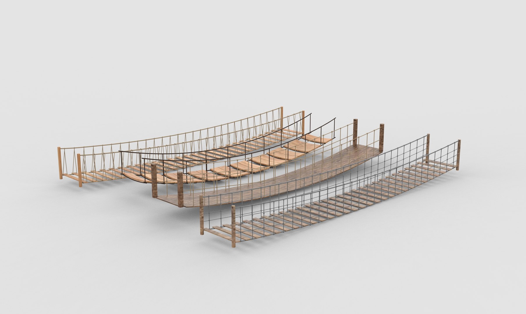 3D Rope Suspension Bridge Set 3D Model - TurboSquid 2515169