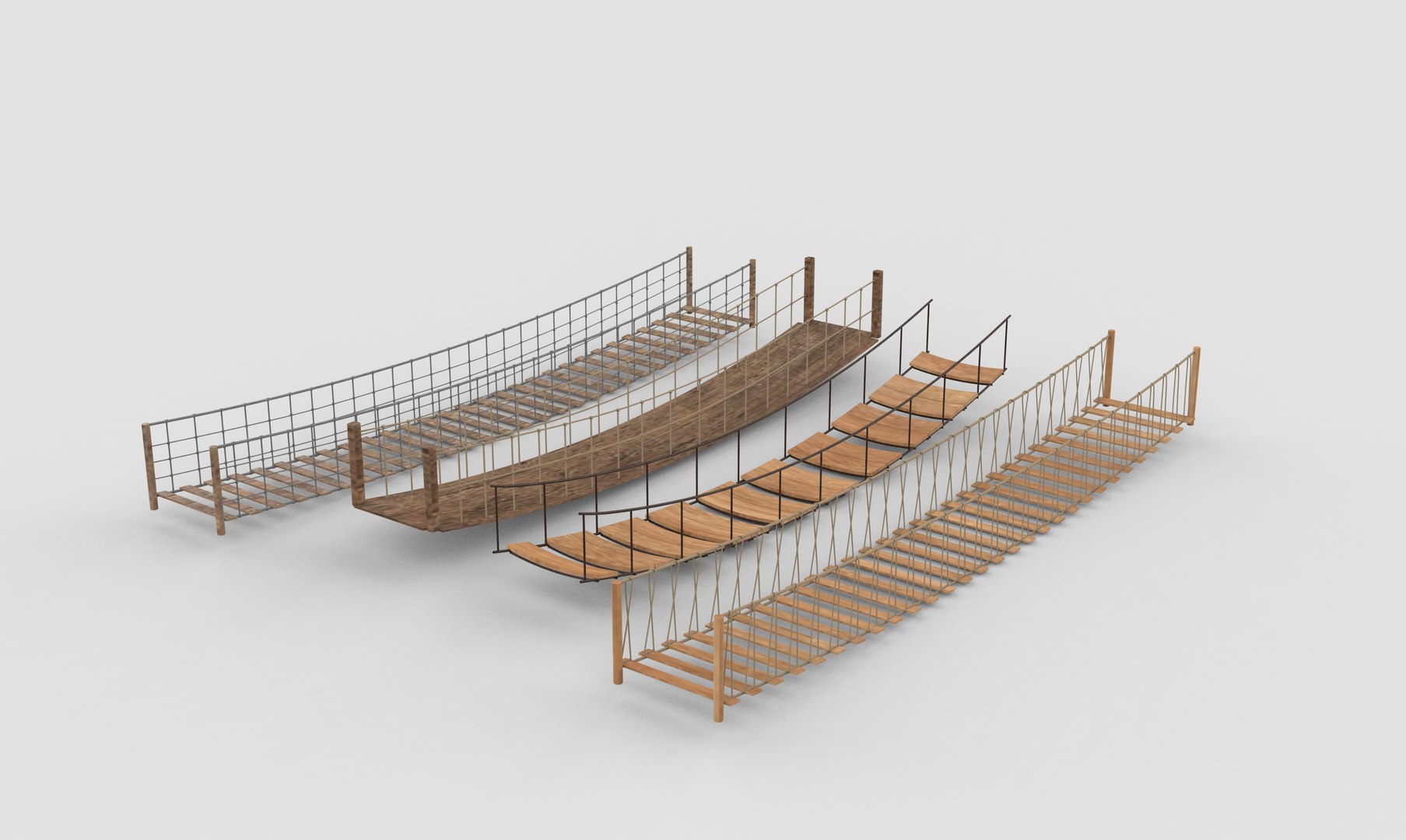3D Rope Suspension Bridge Set 3D Model - TurboSquid 2515169