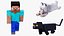 Коллекция анимированных 3D-моделей кота Стива Волка из Minecraft, готовых к использованию в играх, разрешение 4K, PBR.