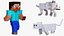 Коллекция анимированных 3D-моделей кота Стива Волка из Minecraft, готовых к использованию в играх, разрешение 4K, PBR.