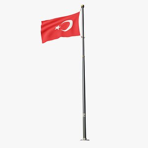 3D Flag on Pole Turkey model