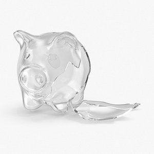 Broken Glass Piggy Bank Shattered