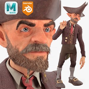 Realistic Rigged Western Action Warrior Fighter Character 3D Model 3D