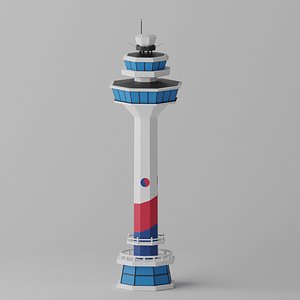 Cartoon Seoul Gimpo Airport Control Tower Korea 3D model