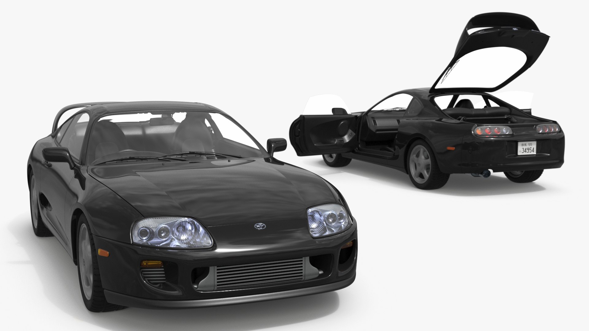 Fourth Generation Toyota Supra Black Rigged 3D model preview