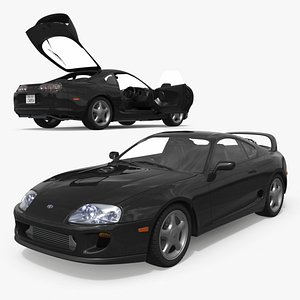 Fourth Generation Toyota Supra Black Rigged 3D model