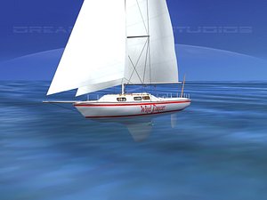 cutter rigged sailing sailboats 3D model