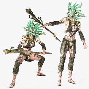 3D model Realistic Rigged Medieval Woman Creatures soldier Character 3D Model