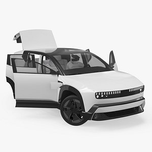 3D model Compact EV SUV With Panoramic Roof White Rigged for Maya