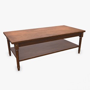 Old Wooden Coffee Table Low-poly PBR