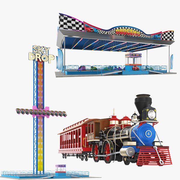 3D Three Theme park Rides model