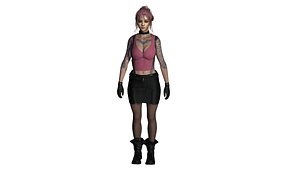 AAA Realistic Pinky Biker Female Character - Biker Girl 3D