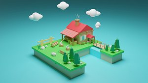 Isometric House low poly 3D model