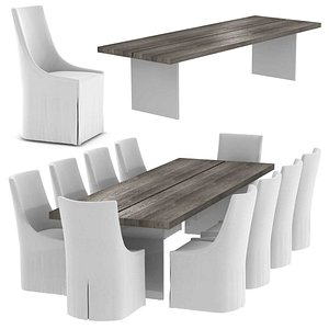 3D model table chair channel rectangular