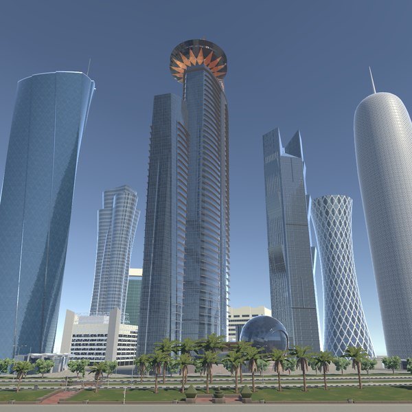 real-time city scene doha 3D model