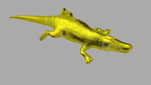Gold alligator crocodile reptile lizard wildlife teeth skin model