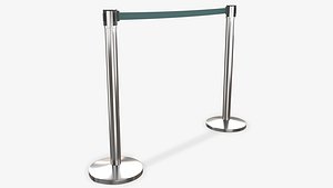Stanchion with Green Retractable Belt