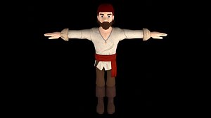 Low-poly Stylized Pirate model