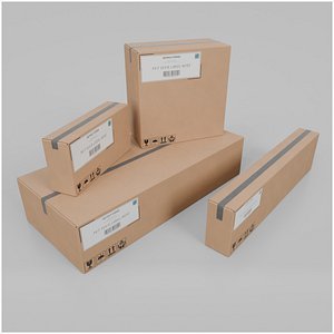 Retail Packaging Cardboard Boxes - Rigged and Customizable Set