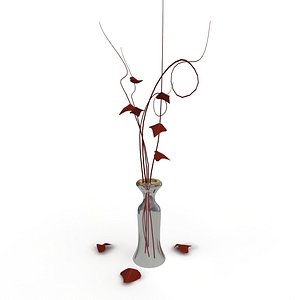 glass vase flowers 3d model