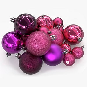 Pink Christmas Balls Set 3D model