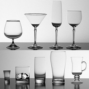 3d model glasses wine tequila