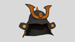 3D Samurai Helmet 06 Black Orange - Fantasy Character Design