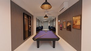 Pool Table Cue Rack  Billiard Balls Pendant Lights 3D