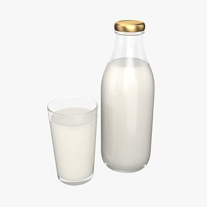 bottle glass milk 3D model
