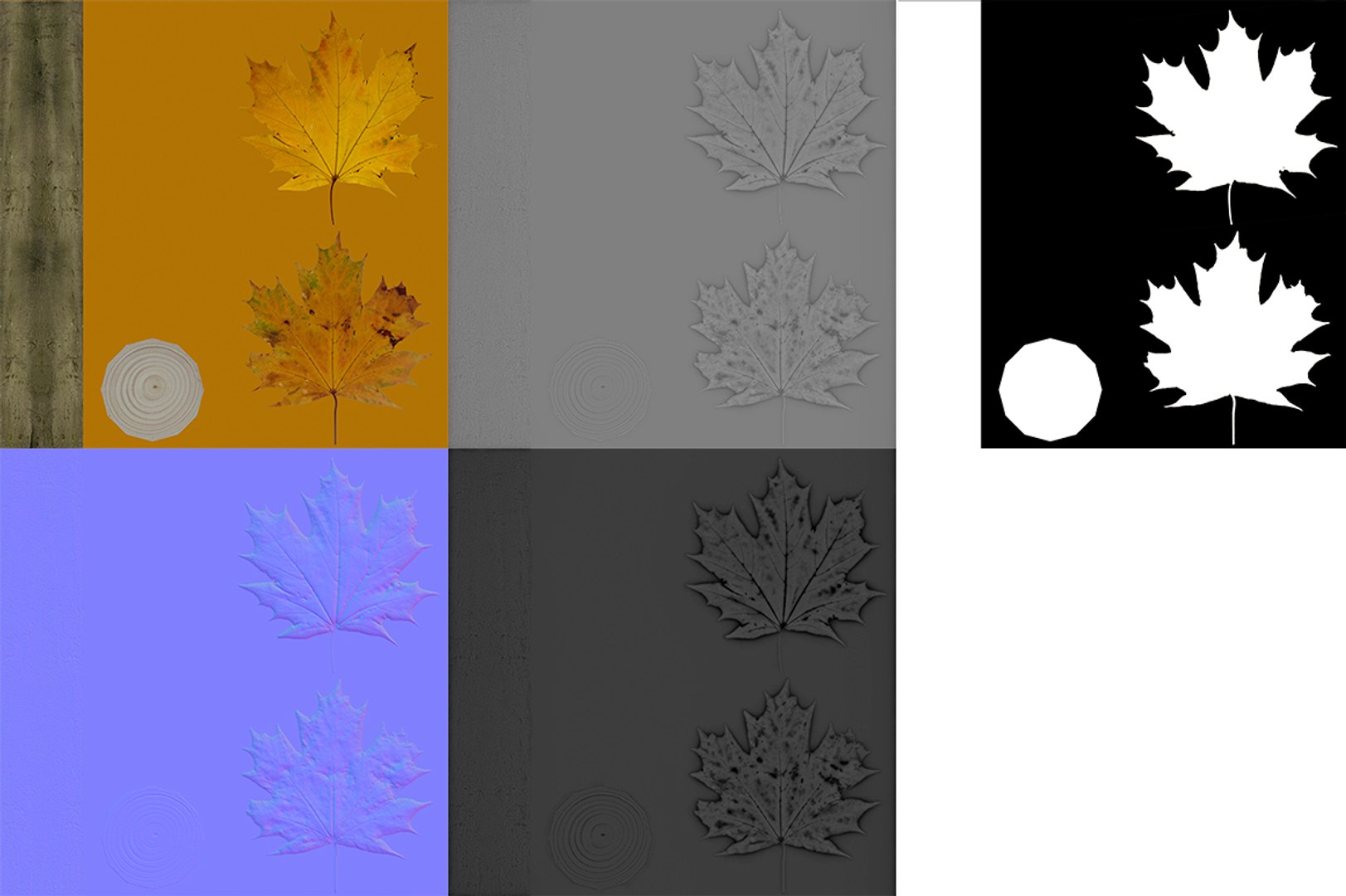 3D Maple Branch Yellow V2 Model - TurboSquid 2298153