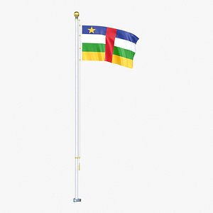 3D Central African Republic Flag Stand Pole Animated Loop model