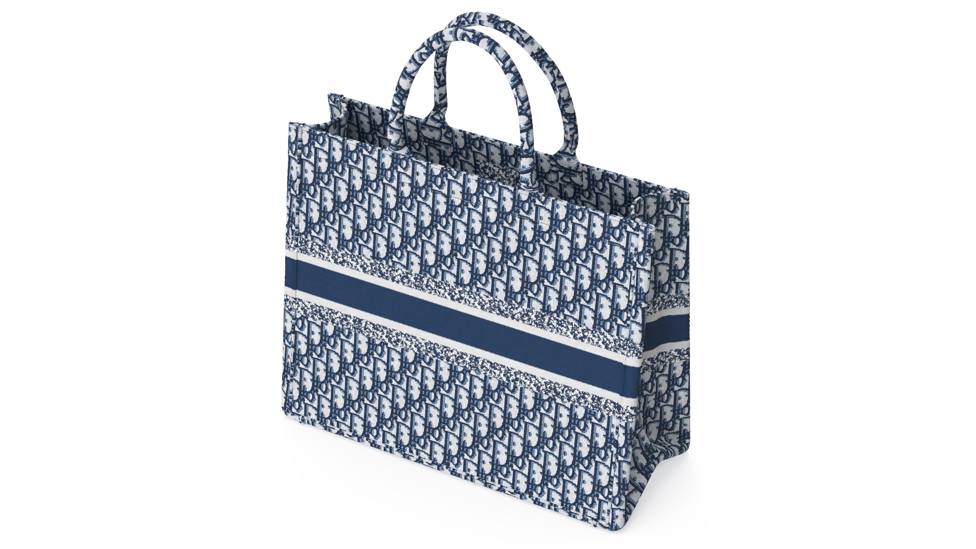 Embroidery Book Tote Bag Blue 3D model preview