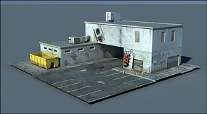 Police Station Post-Apocalyptic Low Poly