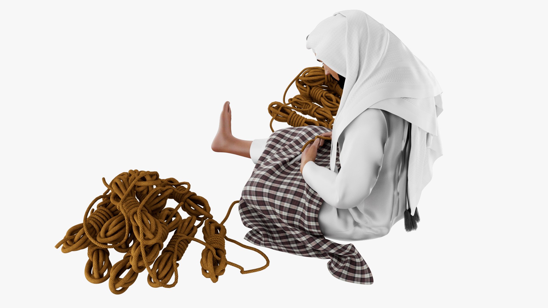 Arab Man Making Rope 3D - TurboSquid 2186704