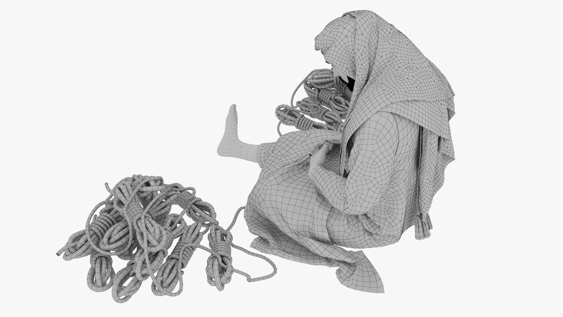 Arab Man Making Rope 3D - TurboSquid 2186704